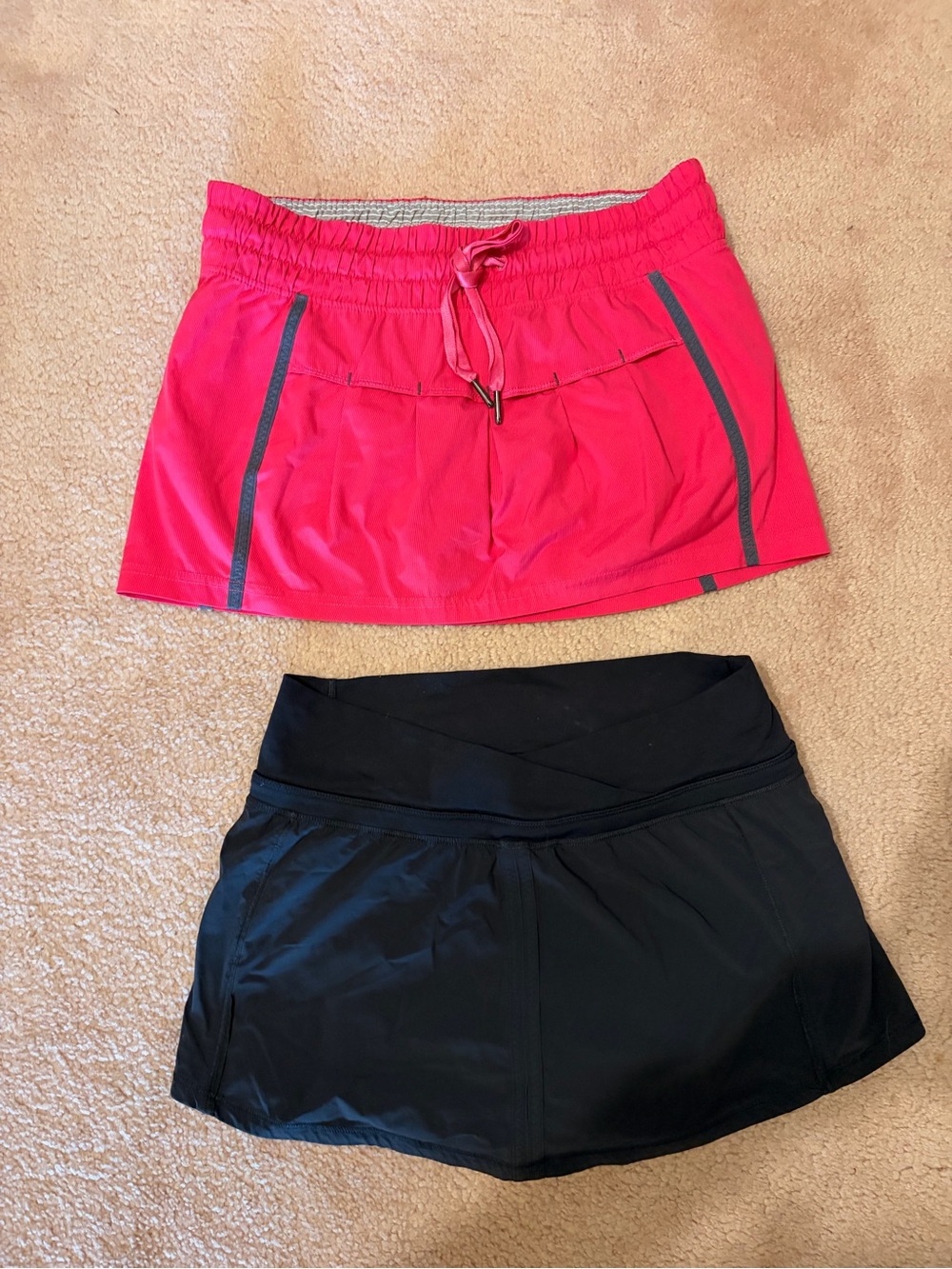 2 lululemon Pink and Black Athletic Skirts